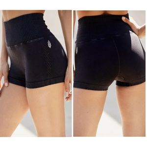 New Free People Movement Good Karma Running Shorts In Washed Black